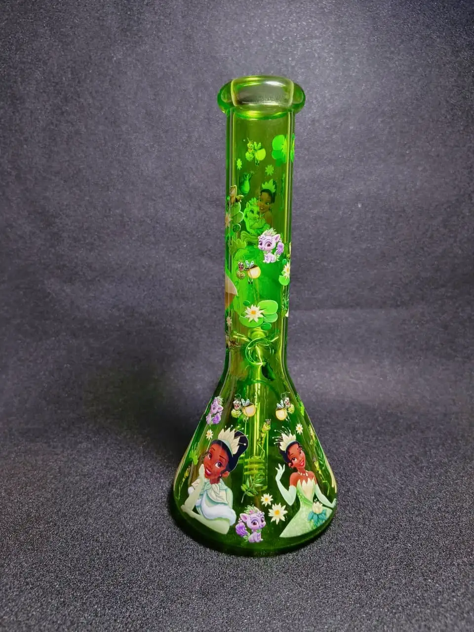 Princess Tiana Lily Pad & Frog Green Beaker Glass Bong