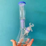 11" Beaker Glass Bong with Tree Perc | Purple & Blue