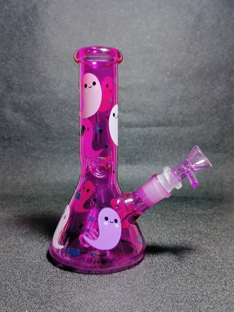 Purple Ghost Halloween Beaker Glass Bong Purple Ghost Halloween Beaker Glass Bong