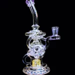 8" Purple Glass Fab-Egg Recycler Bong Seed of Life Perc