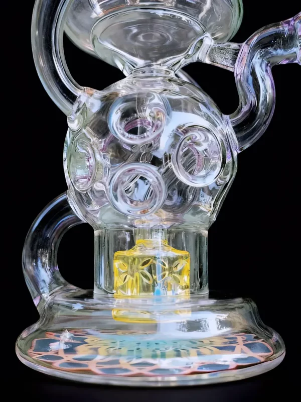 8" Purple Glass Fab-Egg Recycler Bong Seed of Life Perc