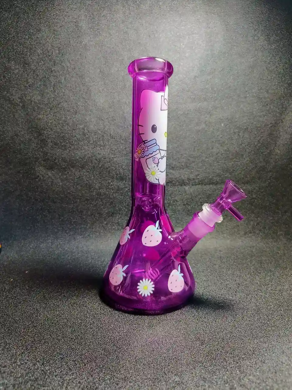 10" Purple Hello Kitty & Strawberry Daisy Glass Bong