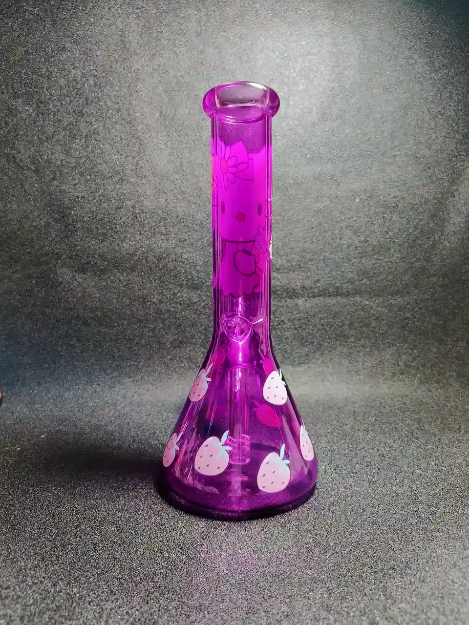 10" Purple Hello Kitty & Strawberry Daisy Glass Bong
