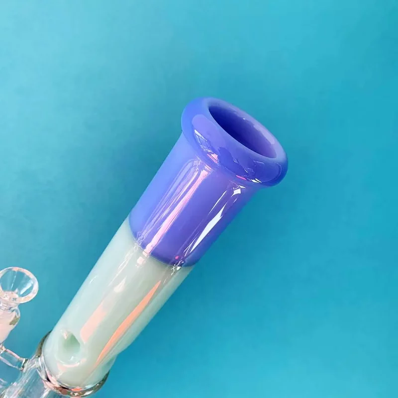 14" Purple & Jade Color Block Straight Tube Bong with Tree Perc - Image 5