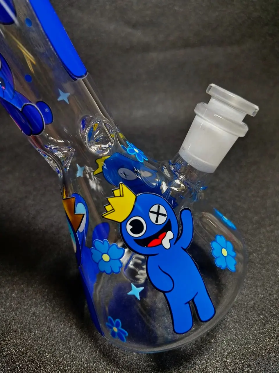 Rainbow Friends Blue Crown & Flower Beaker Glass Bong