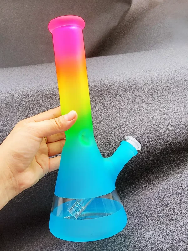 10" Rainbow Gradient Frosted Glass Beaker Bong