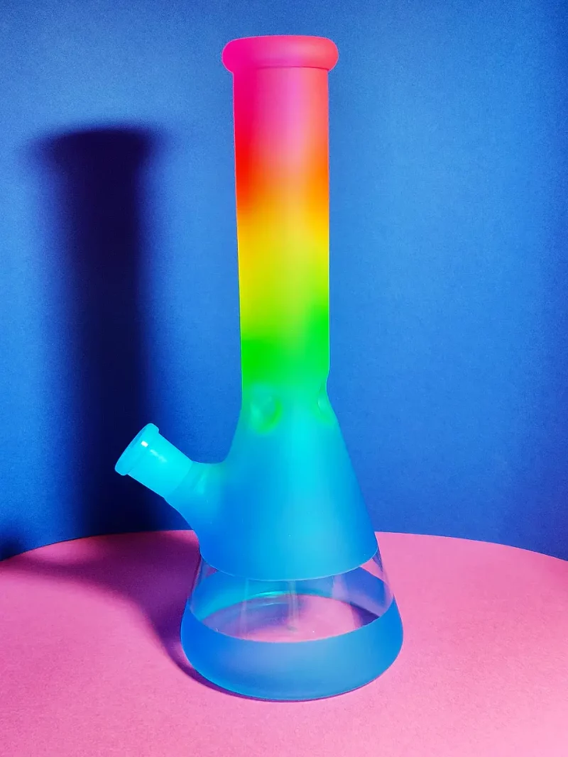 10" Rainbow Gradient Frosted Glass Beaker Bong