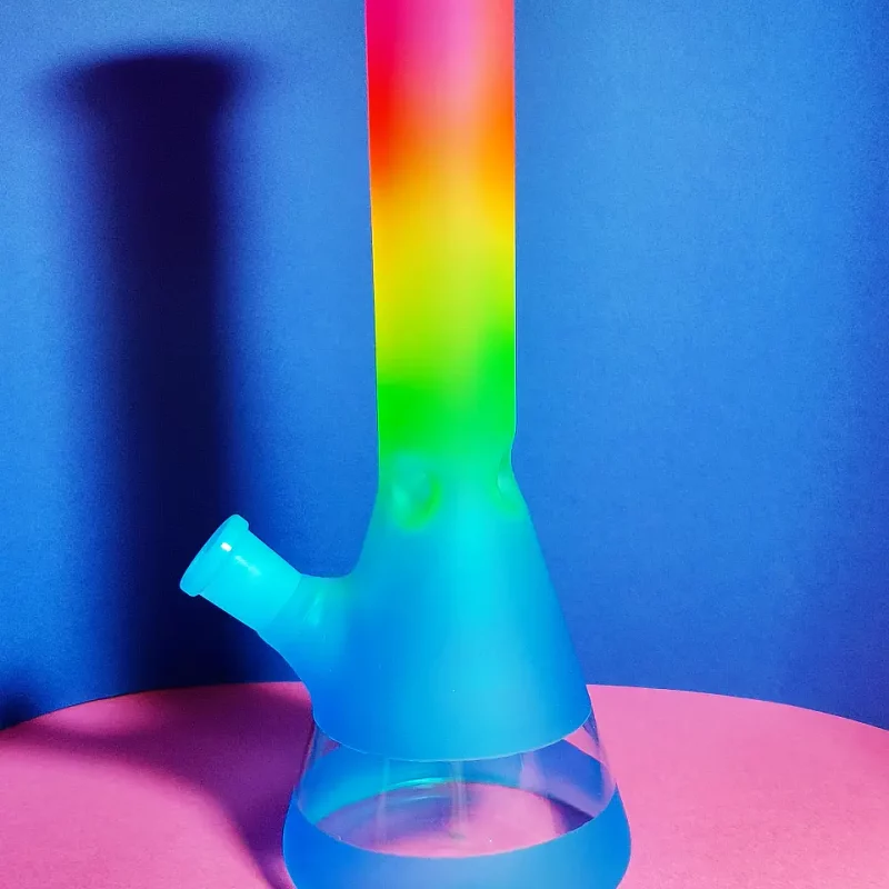 10" Rainbow Gradient Frosted Glass Beaker Bong