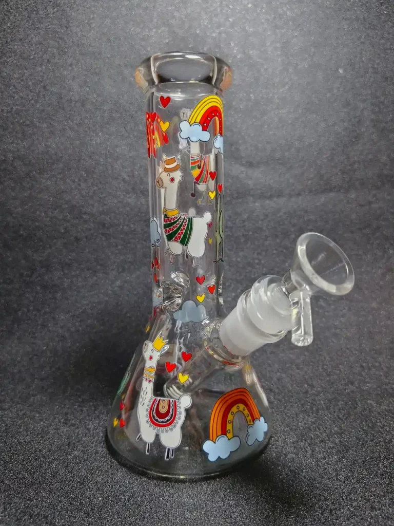 Rainbow Llama Hearts & Clouds Cute Bong