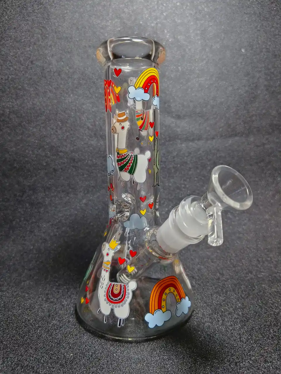 Rainbow Llama Hearts & Clouds Cute Bong