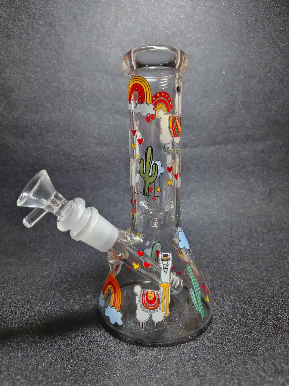 Rainbow Llama Hearts & Clouds Cute Bong