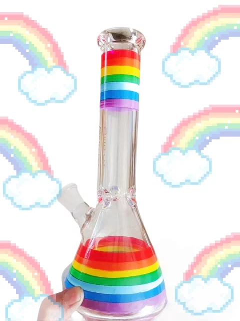 10" Rainbow Pride Beaker Glass Bong