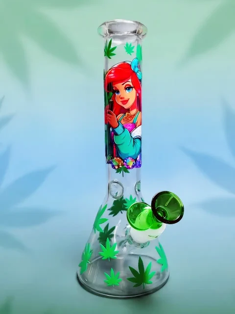 10" Ariel 420 Leaf Glass Bong with Street Style