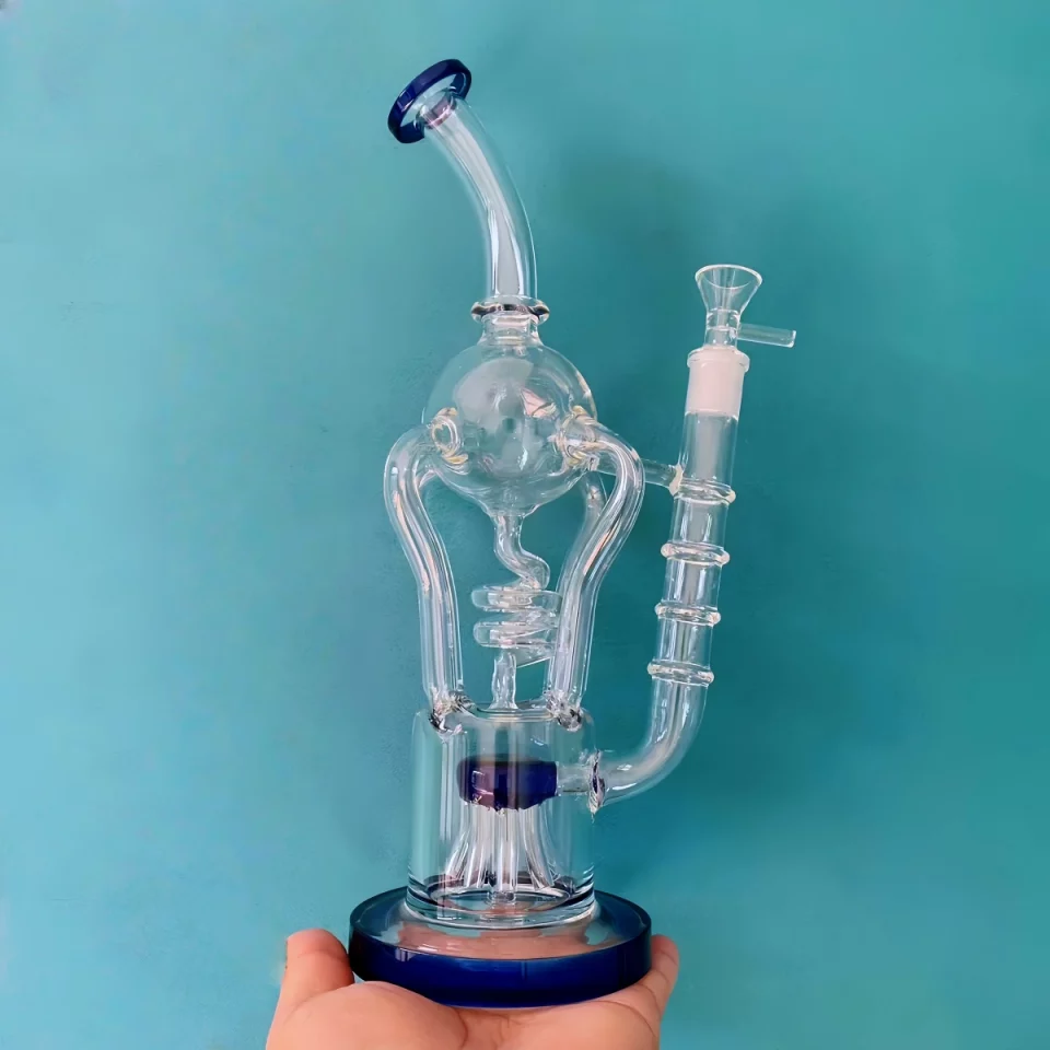 12.5" Recycler Glass Bong with Tree Perc | Spiral & 4 Arms