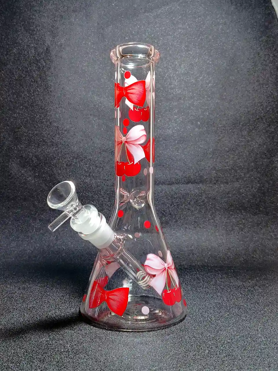 Red Cherry & Ribbon Coquette Beaker Glass Bong
