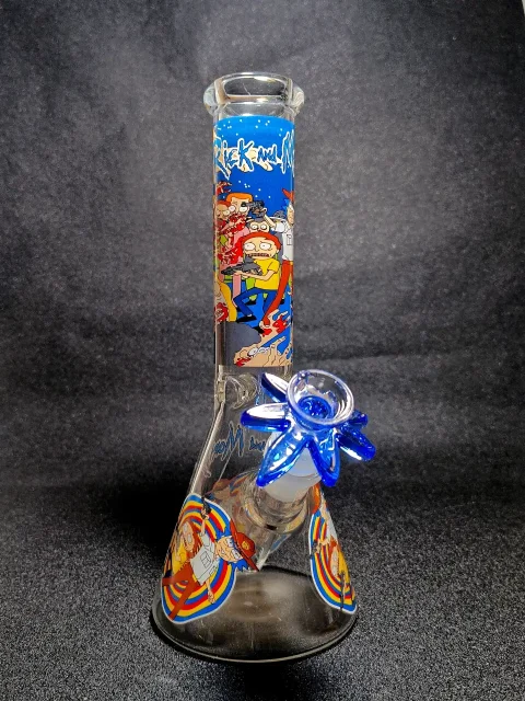 Rick and Morty Cosmic Shootout Psychedelic Target Beaker Glass Bong