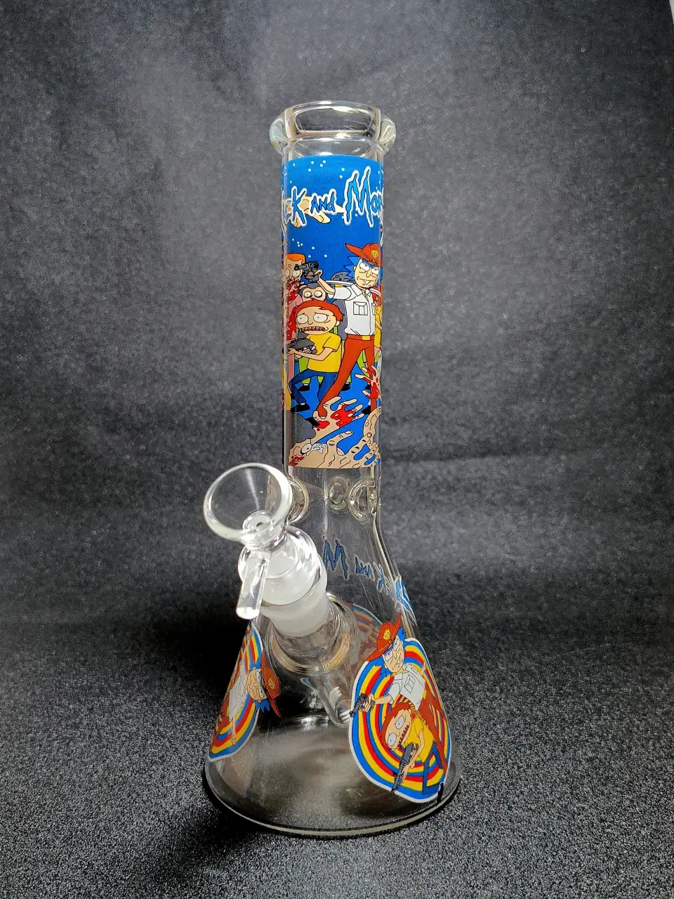Rick and Morty Cosmic Shootout Psychedelic Target Beaker Glass Bong