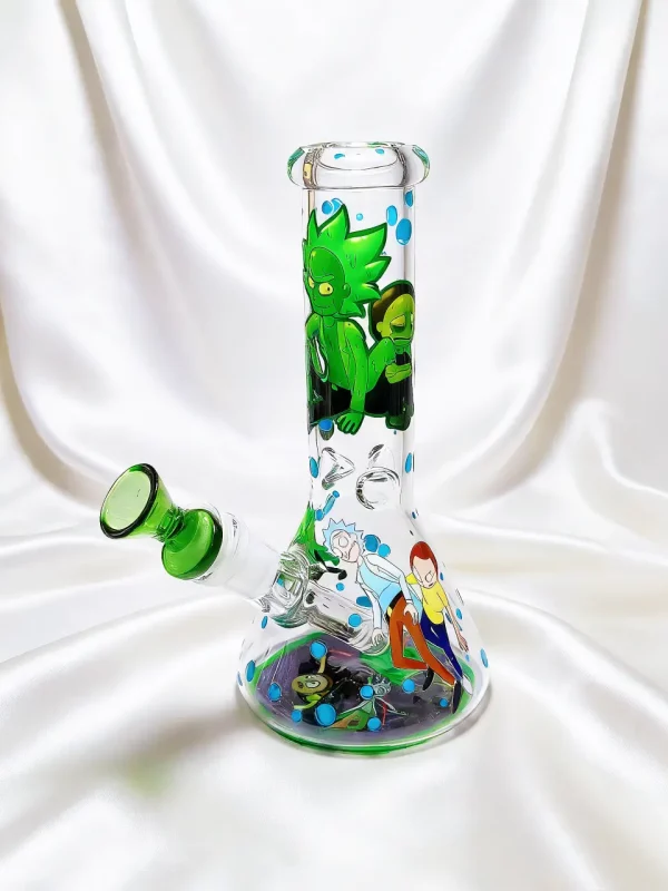 8" Rick and Morty Portal Green Beaker Glass Bong