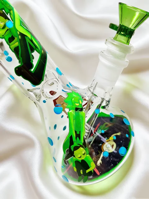 8″ Rick and Morty Portal Green Beaker Glass Bong 8" Rick and Morty Portal Green Beaker Glass Bong