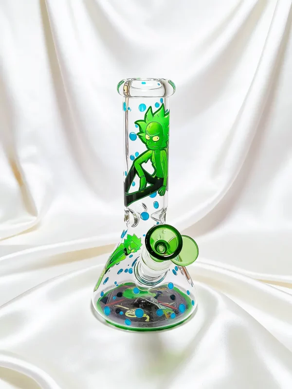 8" Rick and Morty Portal Green Beaker Glass Bong