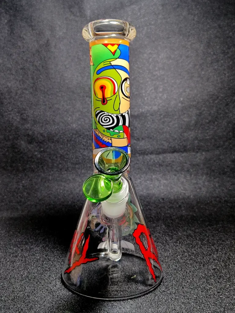 Rick and Morty Glitch Rick Psychedelic Checkerboard Beaker Glass Bong