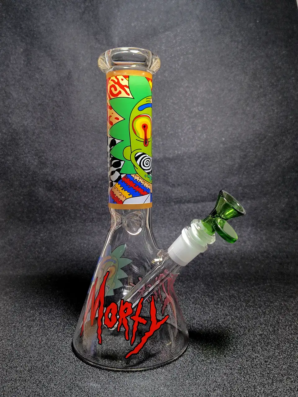 Rick and Morty Glitch Rick Psychedelic Checkerboard Beaker Glass Bong