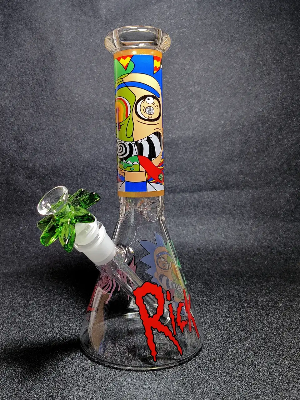 Rick and Morty Glitch Rick Psychedelic Checkerboard Beaker Glass Bong