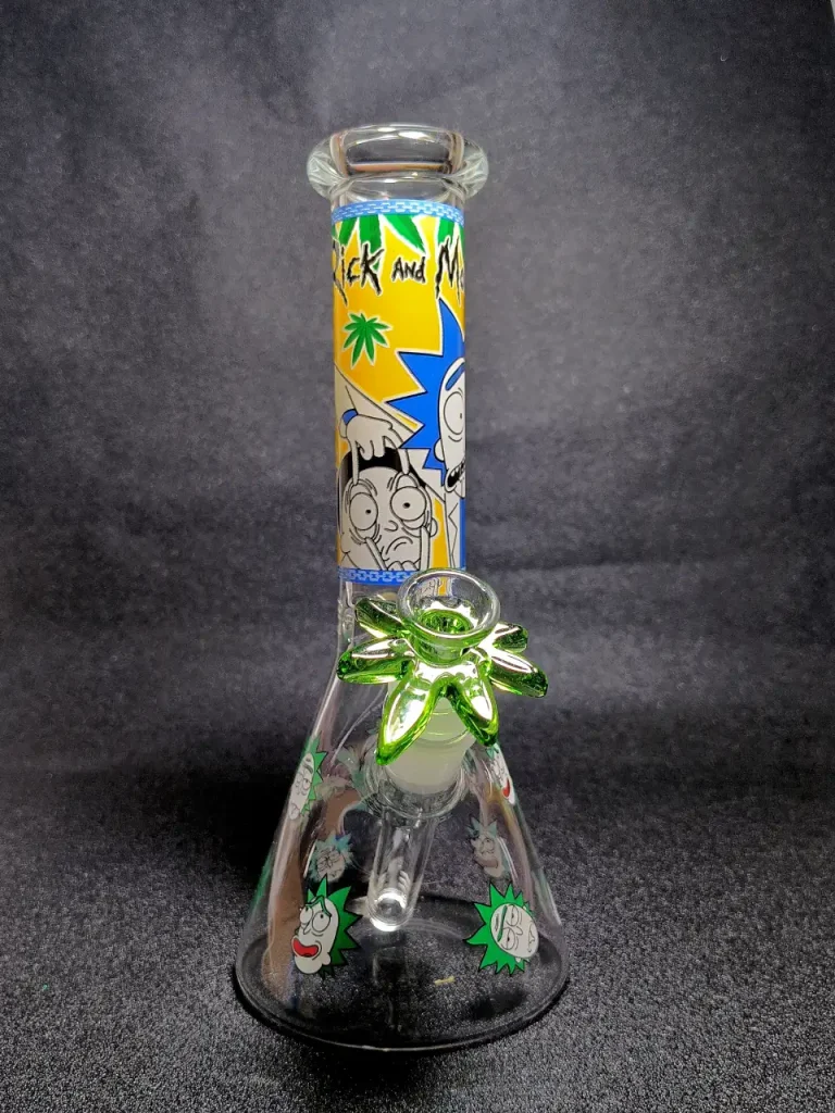 Rick and Morty Herb Garden Green Leaf Beaker Glass Bong