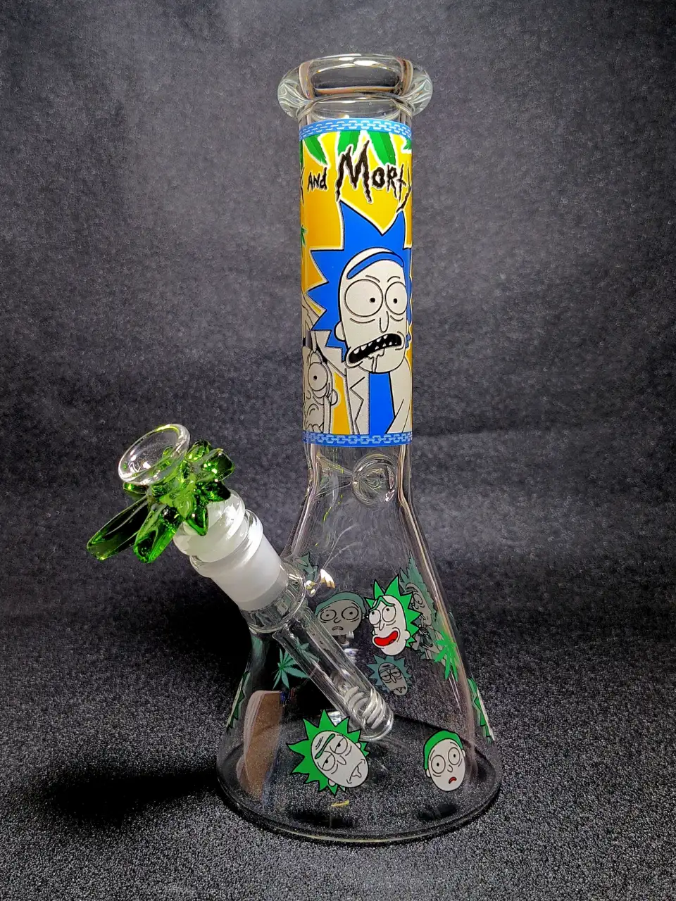 Rick and Morty Herb Garden Green Leaf Beaker Glass Bong