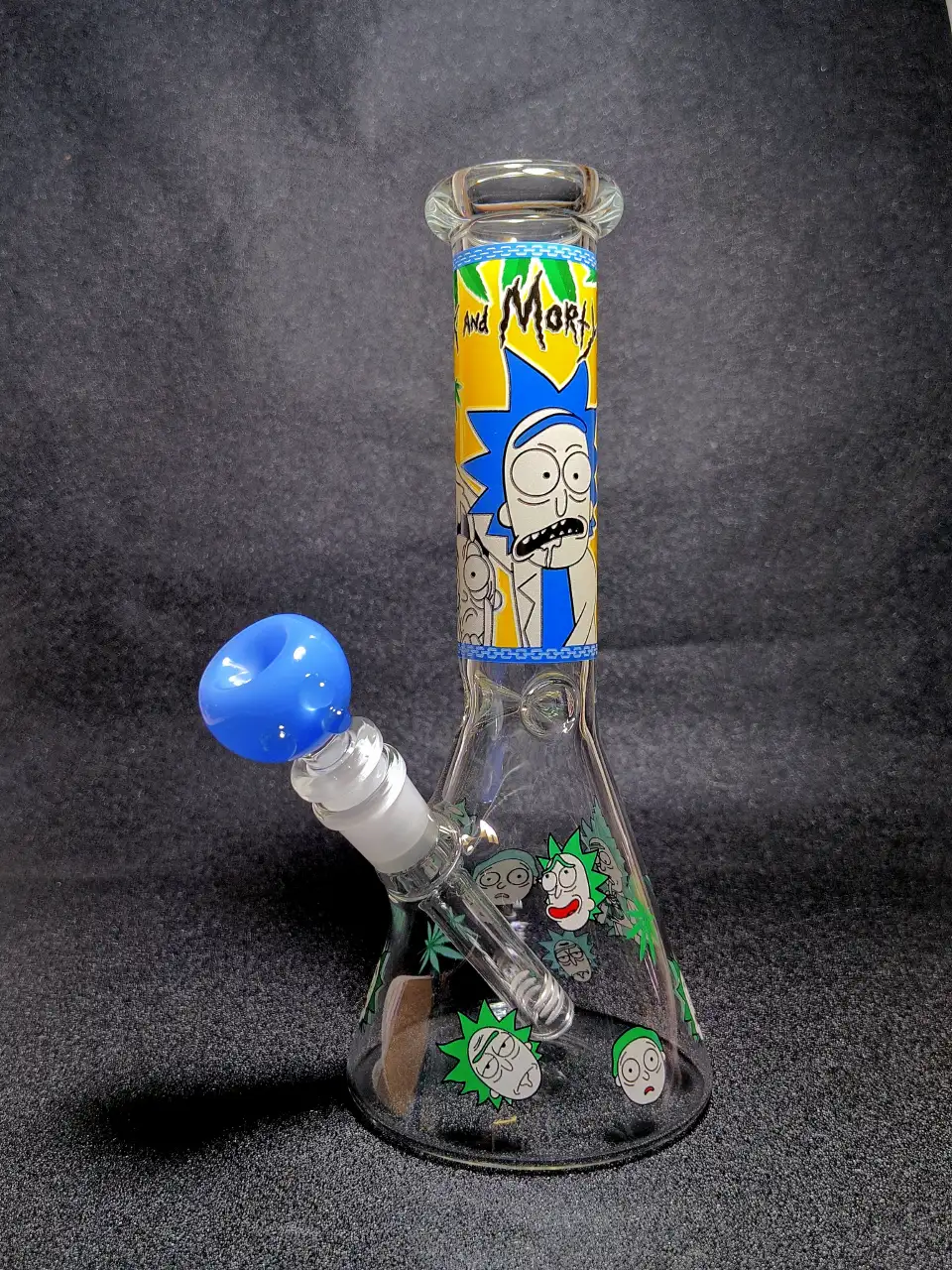 Rick and Morty Herb Garden Green Leaf Beaker Glass Bong