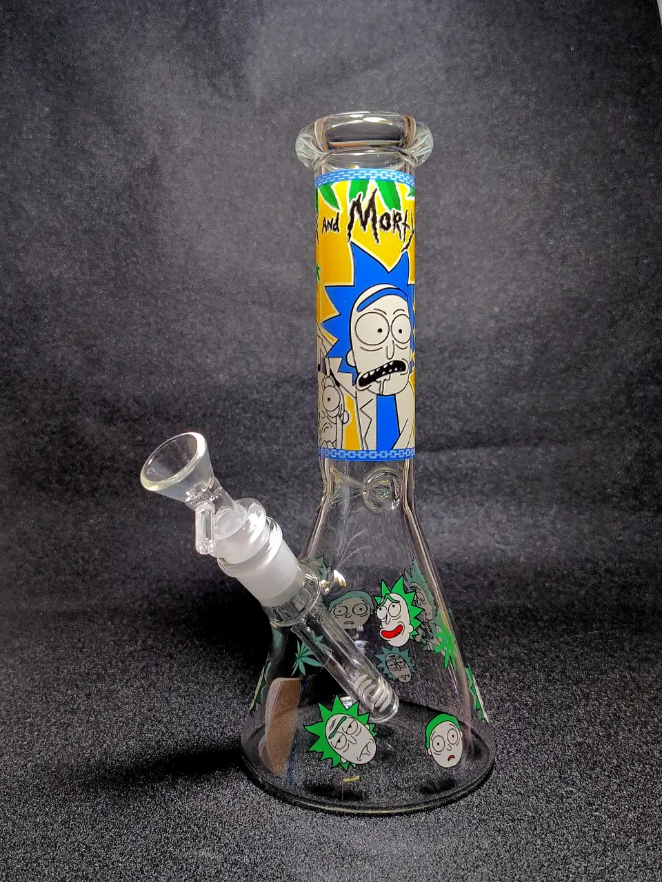 Rick and Morty Herb Garden Green Leaf Beaker Glass Bong