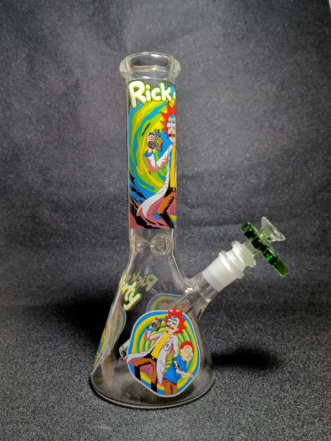 Rick and Morty Quantum Portal Vortex Green Blue Beaker Glass Bong Rick and Morty Quantum Portal Vortex Green Blue Beaker Glass Bong