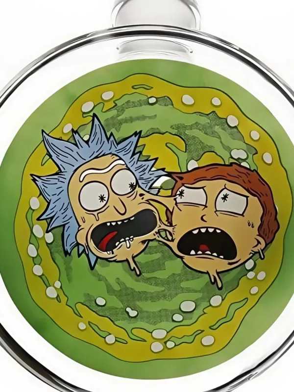 8" Rick & Morty Bent Neck Beaker Glass Bong