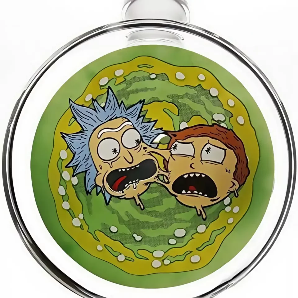 8" Rick & Morty Bent Neck Beaker Glass Bong