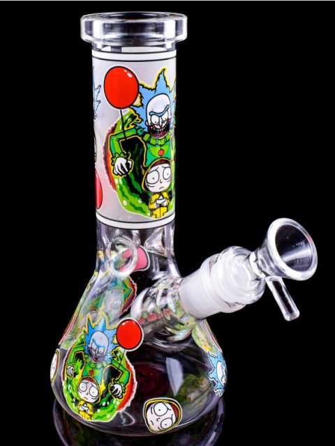 8" Rick & Morty Evil Clown Glow Mini Beaker Bong