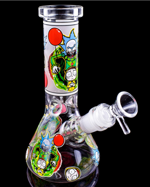 8" Rick & Morty Evil Clown Glow Mini Beaker Bong