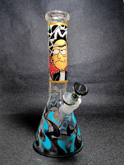 Rick Punk Dissociation Black Blue Beaker Glass Bong
