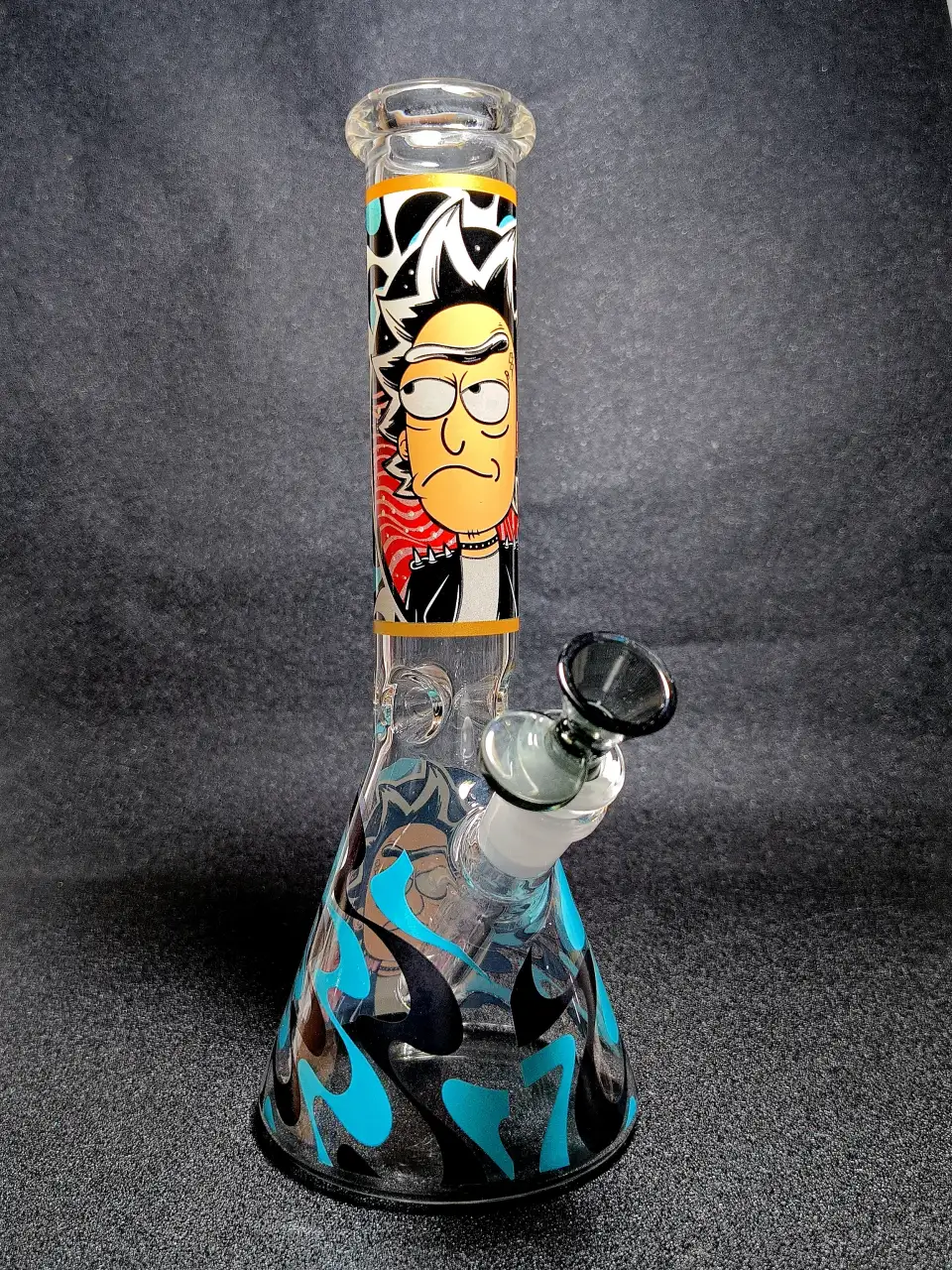 Rick Punk Dissociation Black Blue Beaker Glass Bong
