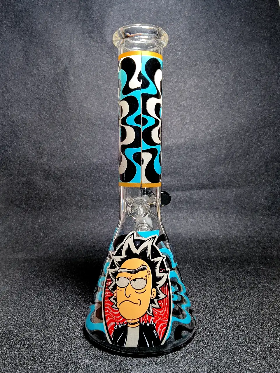 Rick Punk Dissociation Black Blue Beaker Glass Bong