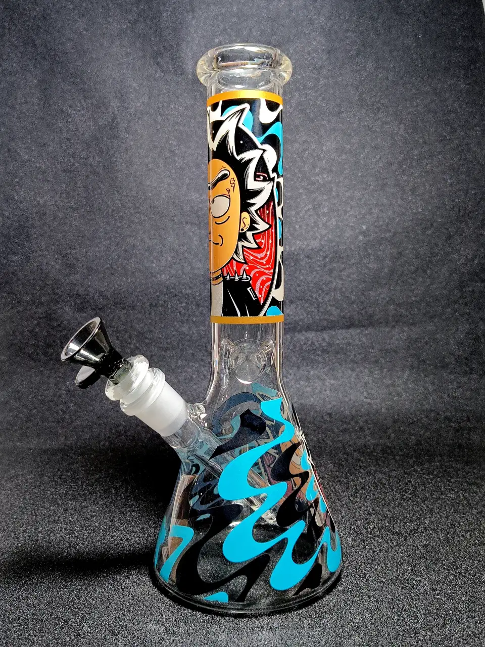 Rick Punk Dissociation Black Blue Beaker Glass Bong