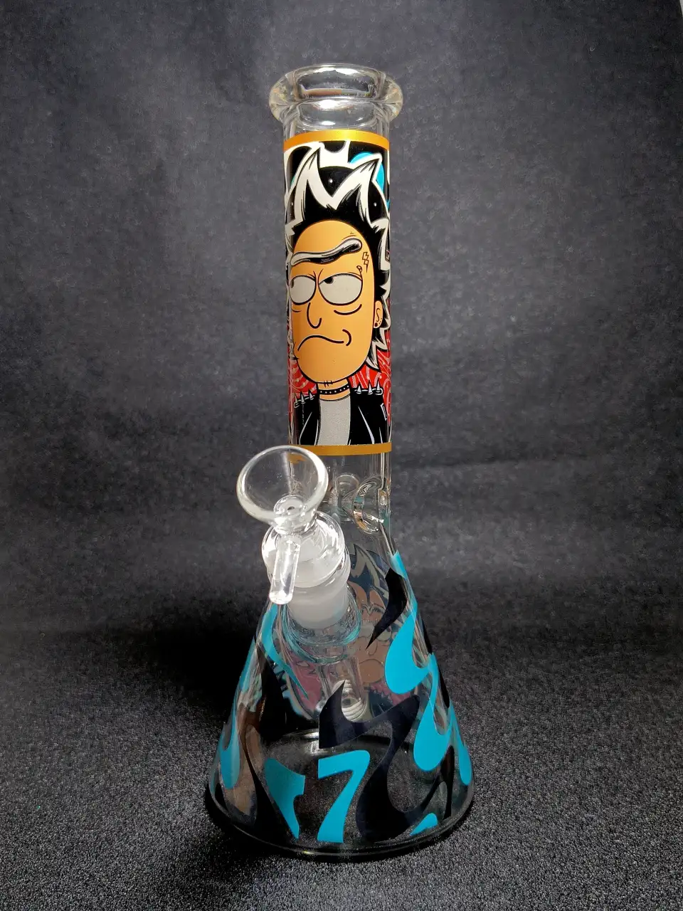 Rick Punk Dissociation Black Blue Beaker Glass Bong