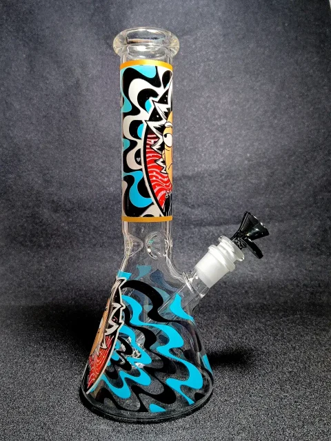 Rick Punk Dissociation Black Blue Beaker Glass Bong Rick Punk Dissociation Black Blue Beaker Glass Bong