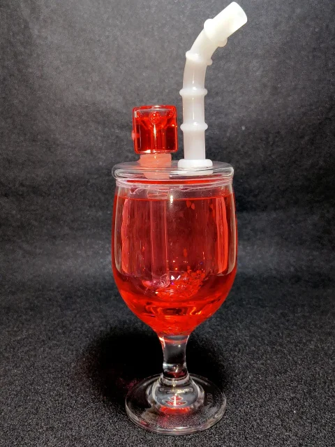 Ruby Red Flowing Glycerin Crystal Wine Glass Bong | Freezable Double-Wall Design Ruby Red Flowing Glycerin Crystal Wine Glass Bong | Freezable Double-Wall Design