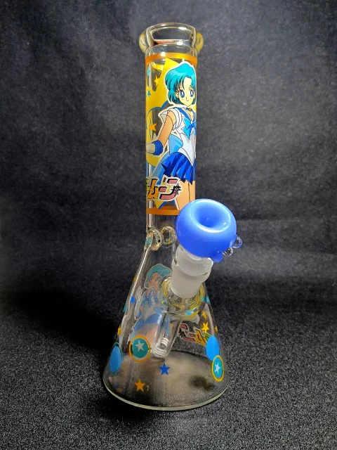 10" Sailor Mercury Sailor Moon Blue Water Beaker Glass Bong