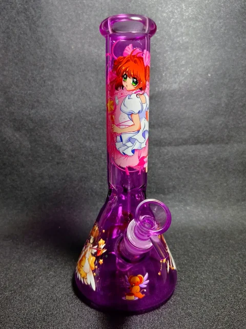 10" Sakura Kinomoto Cardcaptor Sakura Magic Wand Kero Purple Beaker Glass Bong