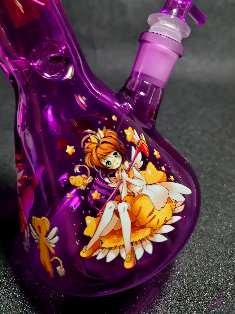 10" Sakura Kinomoto Cardcaptor Sakura Magic Wand Kero Purple Beaker Glass Bong