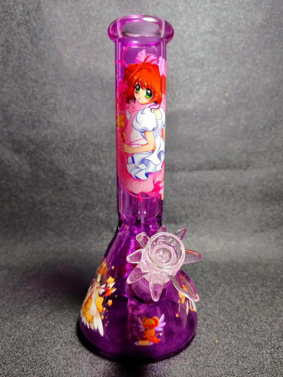 10" Sakura Kinomoto Cardcaptor Sakura Magic Wand Kero Purple Beaker Glass Bong
