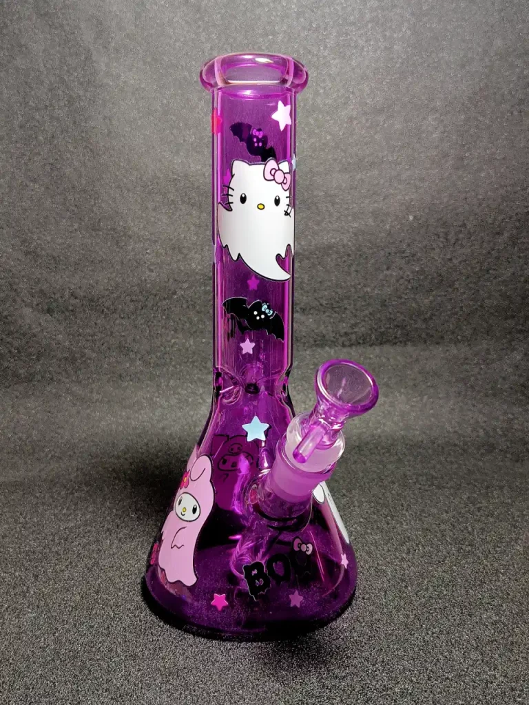 Sanrio All-Stars Halloween Ghost Hello Kitty Kuromi Cinnamoroll Purple Beaker Glass Bong