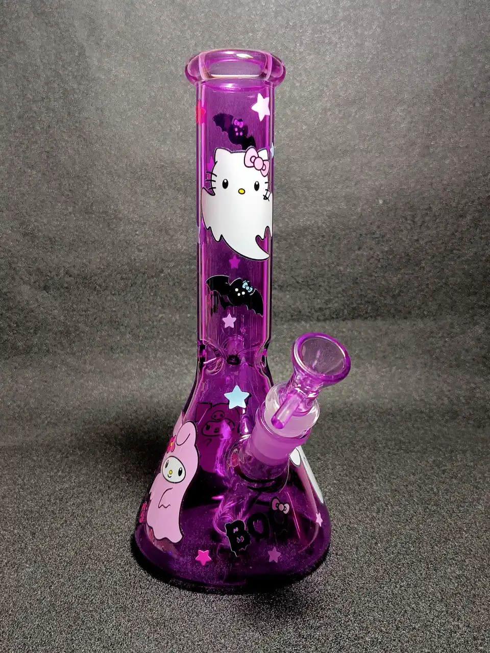 Sanrio All-Stars Halloween Ghost Hello Kitty Kuromi Cinnamoroll Purple Beaker Glass Bong