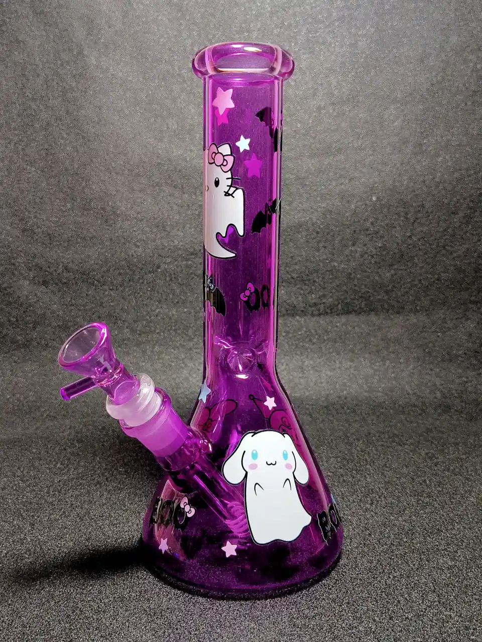 Sanrio All-Stars Halloween Ghost Hello Kitty Kuromi Cinnamoroll Purple Beaker Glass Bong